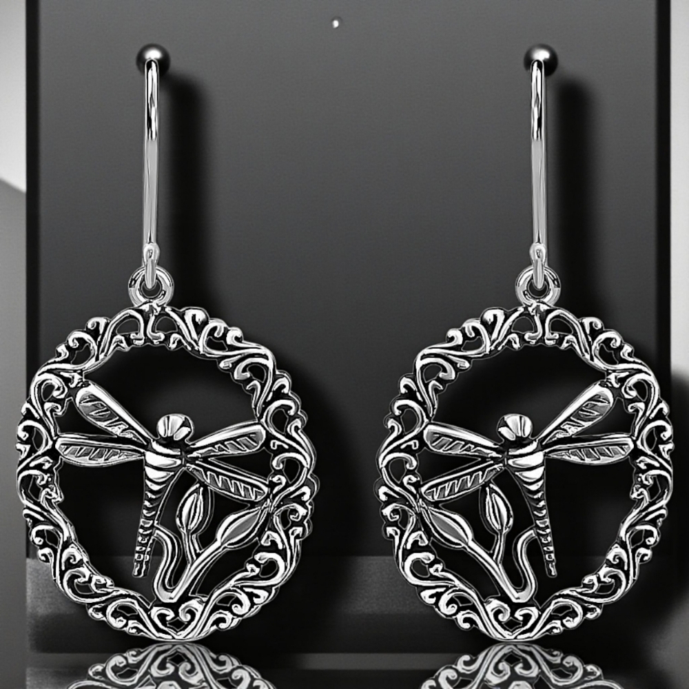 Balinese Dragonfly Earrings in Sterling Silver 4.35 Grams